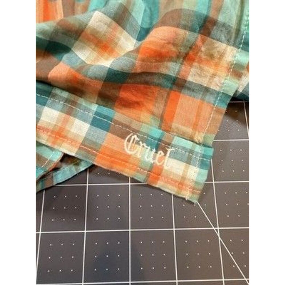 Cruel Women's Large Plaid Western Shirt Rhinestone Studded Turquoise Coral - Picture 4 of 12